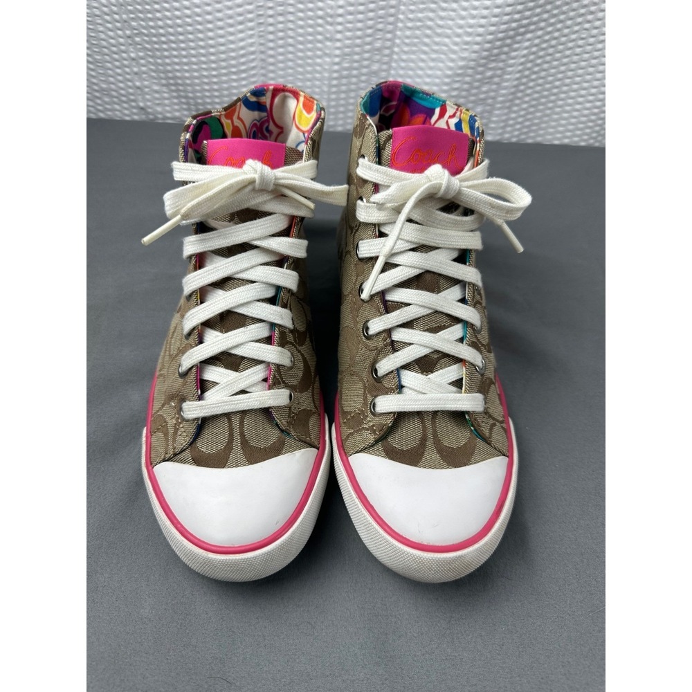 Y2K Coach Birch Sneakers Women's size 8 B Logo Fold Colorful High Top
